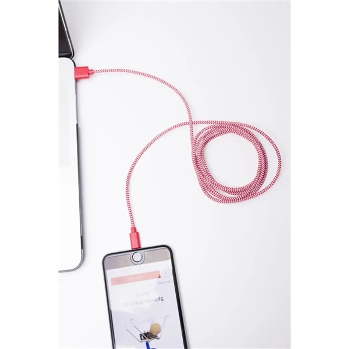 Kikkerland US113-RD-EU textilborítású Lightning USB 2.0 adatkábel 180 cm Apple-kompatibilis piros-fehér #1