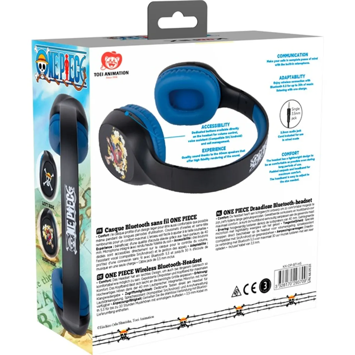 KONIX KX-OP-BT-HS One Piece 2.0 Bluetooth 5.0 40 mm-es hangszóró zajszűrős mikrofon USB-C fekete-kék #7