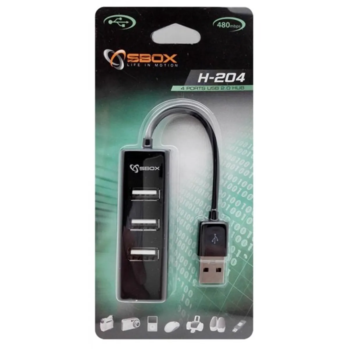 SBOX H-204 H-204 USB hub 4 port USB 2.0 fekete táp nélküli #3