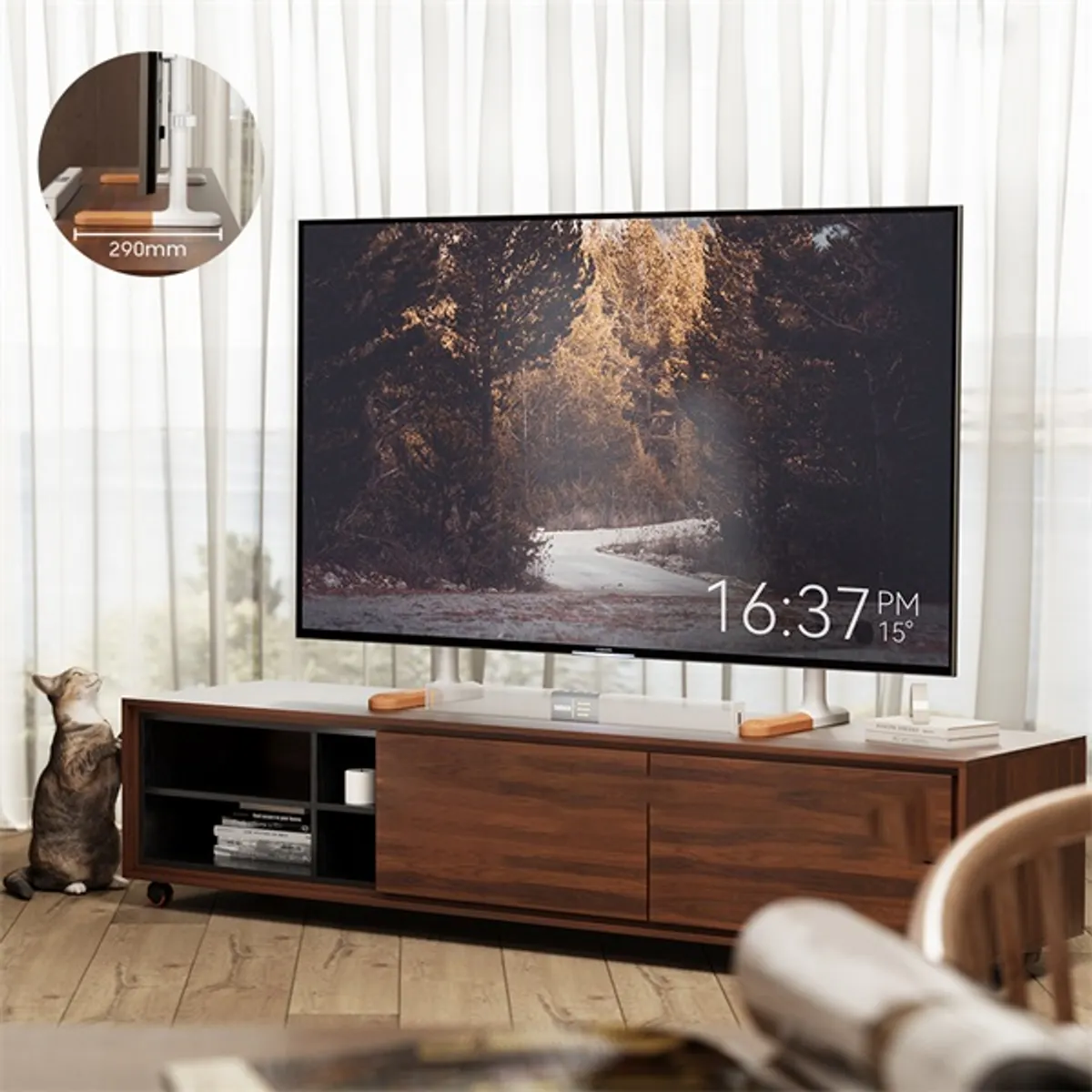 STANSSON WM-4975 asztali konzol Fa, Acél, Alumínium 49"-75" VESA 100x100-600x400 1 db kábelrendező #5