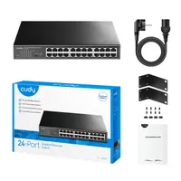 CUDY 00225773 GS1024 24-portos gigabit nem menedzselhető switch rackbe-szerelhető fémház fekete #4