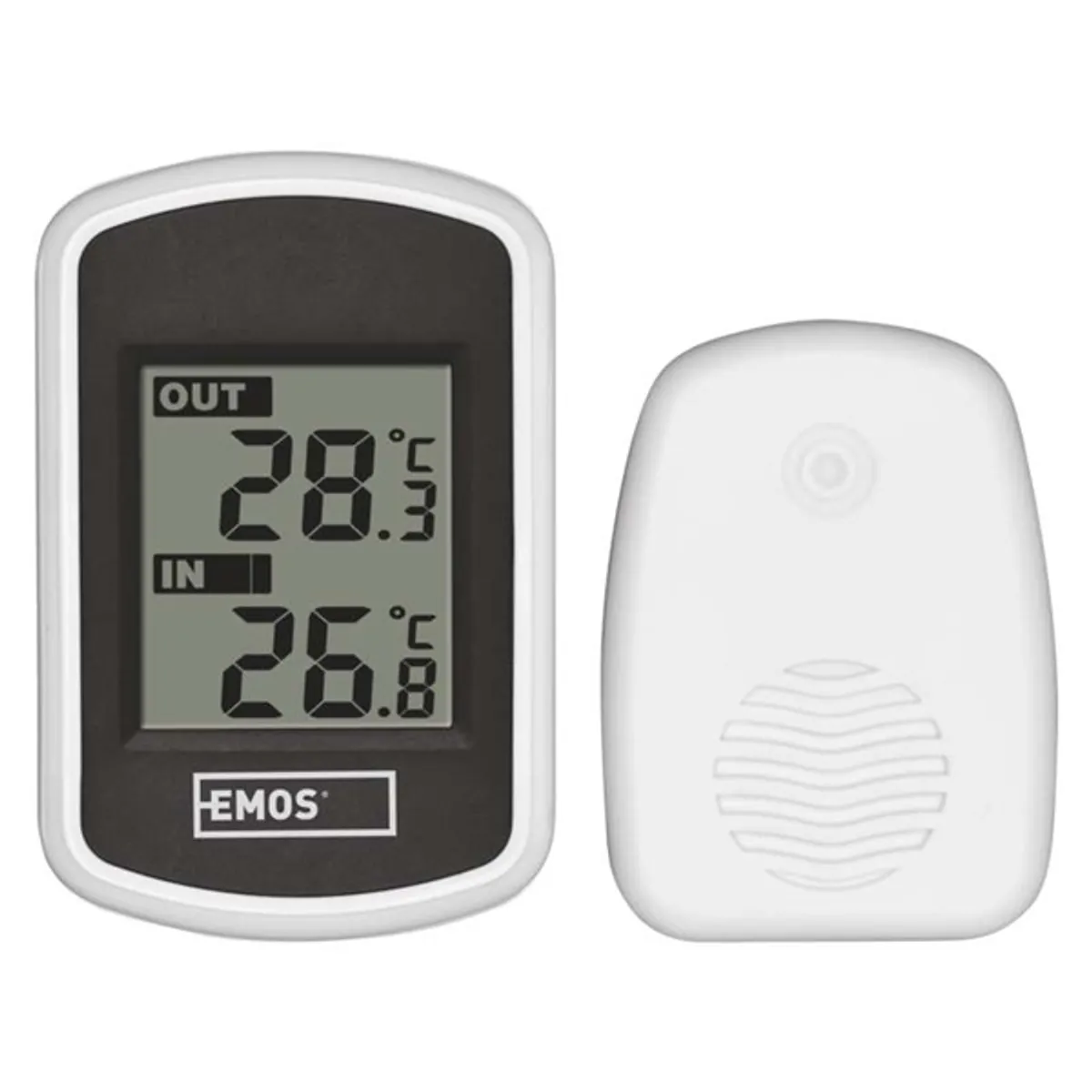 EMOS E0042 vezeték nélküli külső-belső hőmérő 2xAAA hatótávolság 100 m felbontás 0,1 C külső -40 C és +60 C belső 0 C és +60 C 433 MHz #1