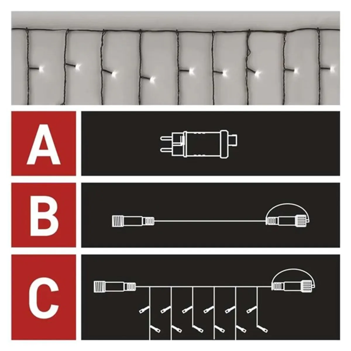 Emos D1CC03 jégcsap fényfüzér 2,5 m 100LED IP44 LED 12W hideg fehér időzítő kültéri beltéri #3