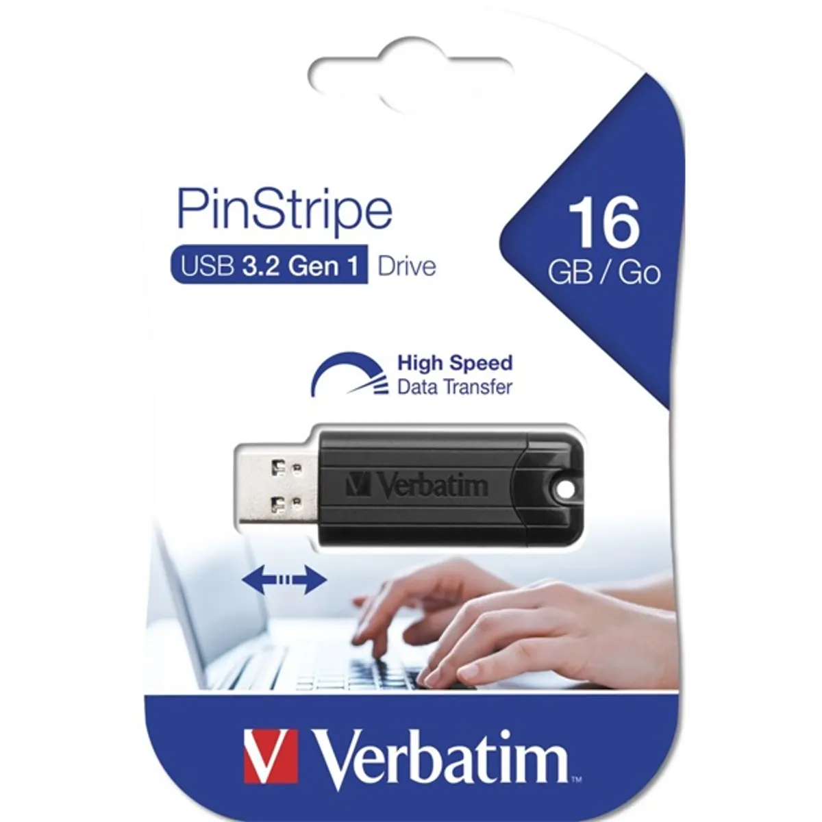Verbatim 49316 Pinstripe 16 GB USB 3.0 Type A kupakos hardveres titkosítás fekete műanyag #3