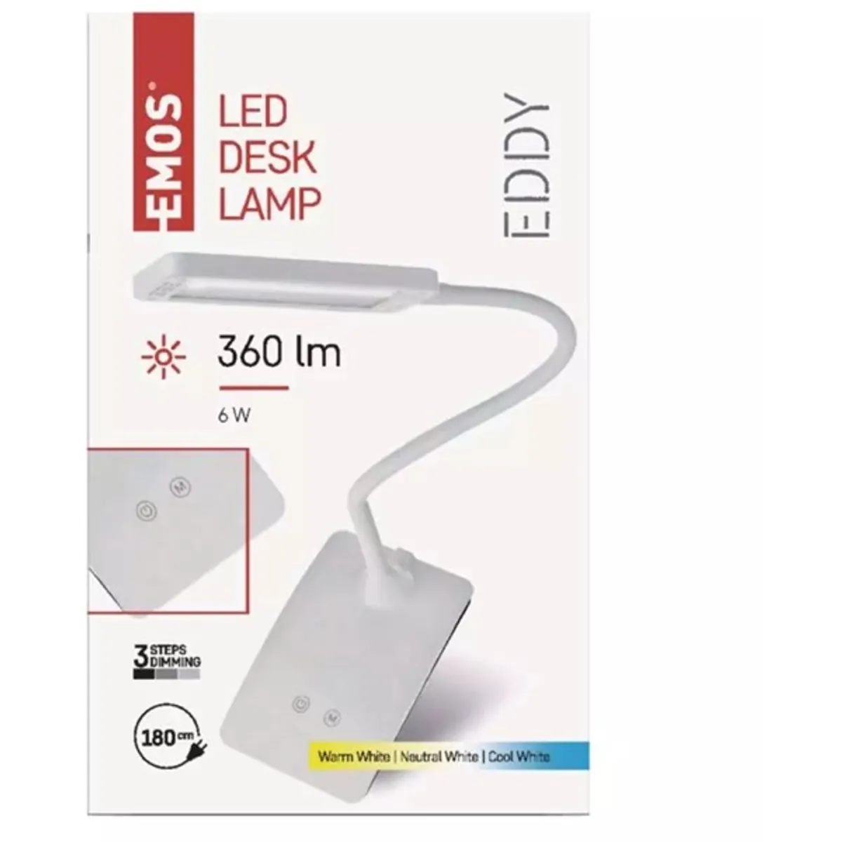 EMOS Z7599W Eddy Led asztali lámpa fehér 6 W 360 lm dimmelhető 12 V 0,36 A #3