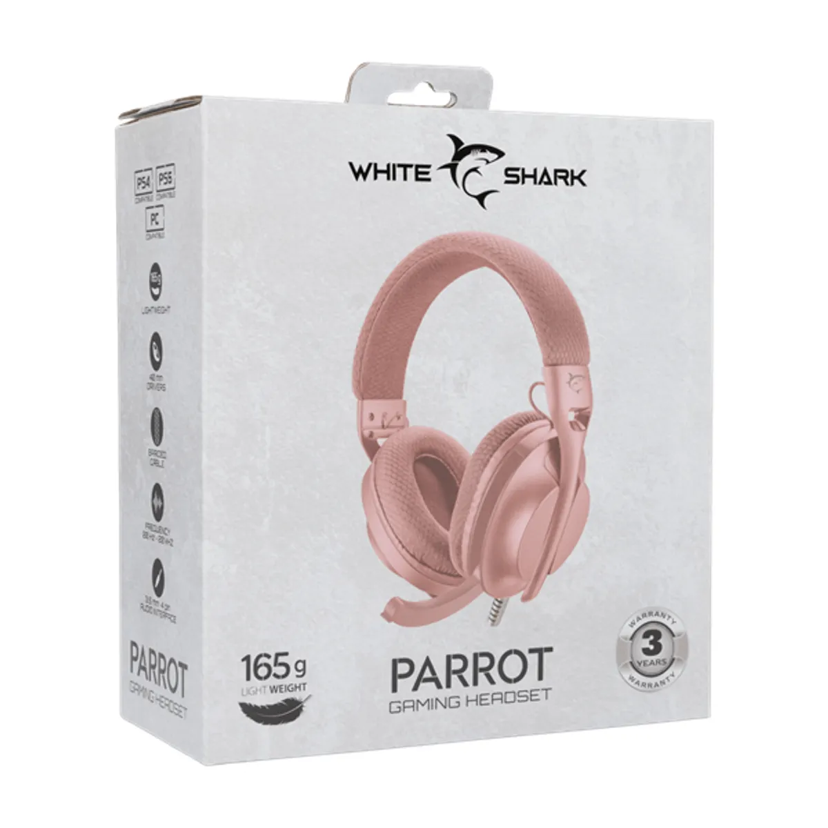 White Shark WS GH-2440P Parrot-P rózsaszín gamer fejhallgató 40mm hangszóró 30 ohm 20-20000 Hz mikrofon balos 3,5 mm jack 180 cm vezetékes pc mac #10