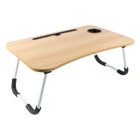 IRIS TOOLS FLT-100 Összecsukható laptopállvány 60x40x28 cm MDF lemez és fém lábak beépített pohártartó tablet és telefon tartó