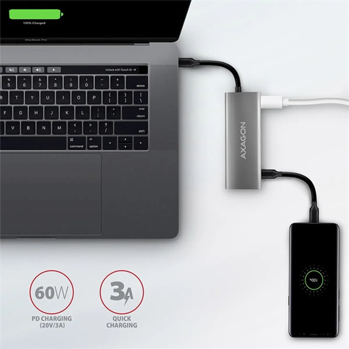 AXAGON HMC-5G2 Speedster 5H USB-C hub HDMI 4K30Hz 60W PD 2x USB-A 2x USB-C #6