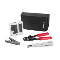 LANBERG NT-0301 Hálózati szerszámkészlet és tesztelő Kábelteszter RJ-45 RJ-12 RJ-11 Krimpelő szerszám 8p8c