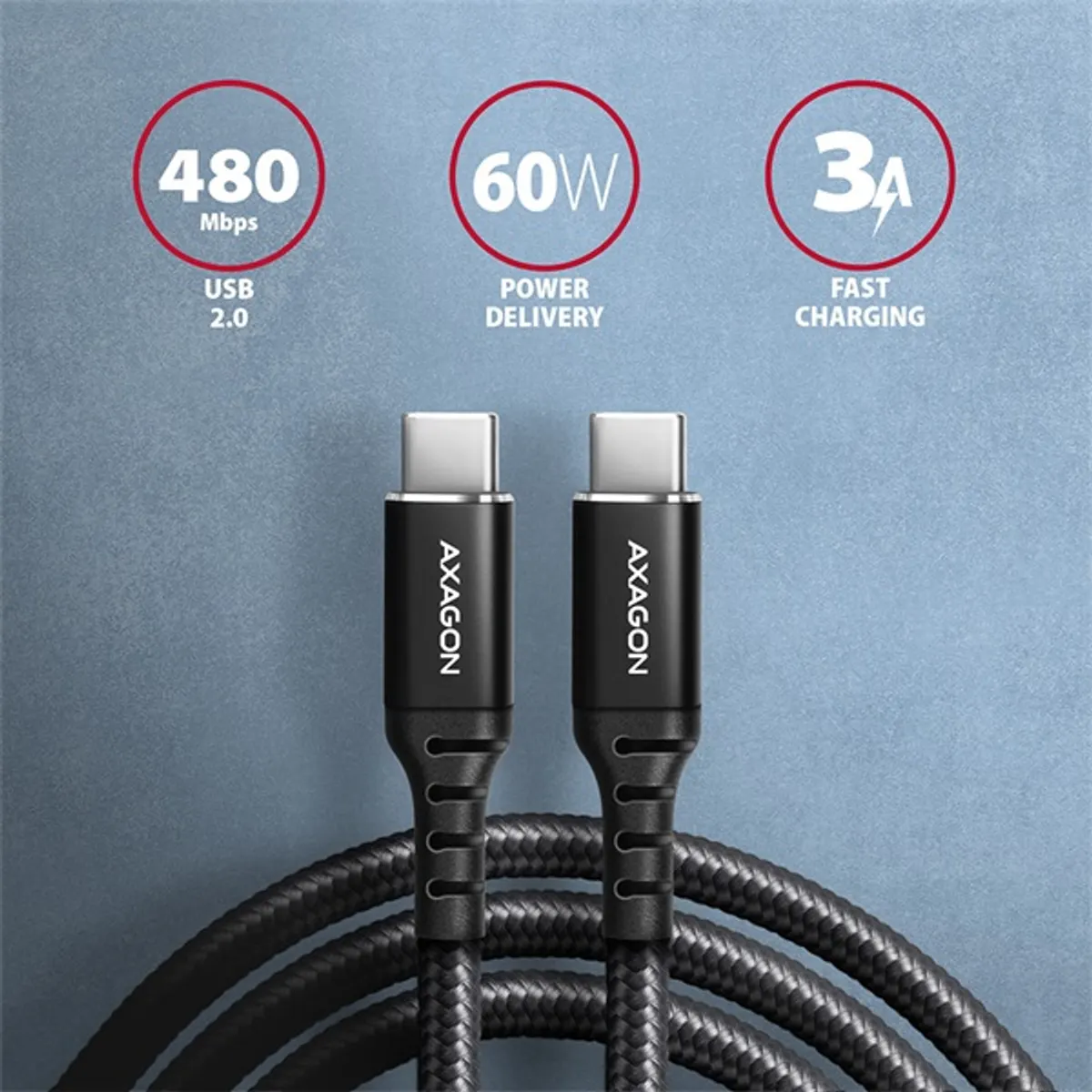 AXAGON BUCM-CM15AB USB-C USB-C kábel 150 cm fekete adat- és töltőkábel #2