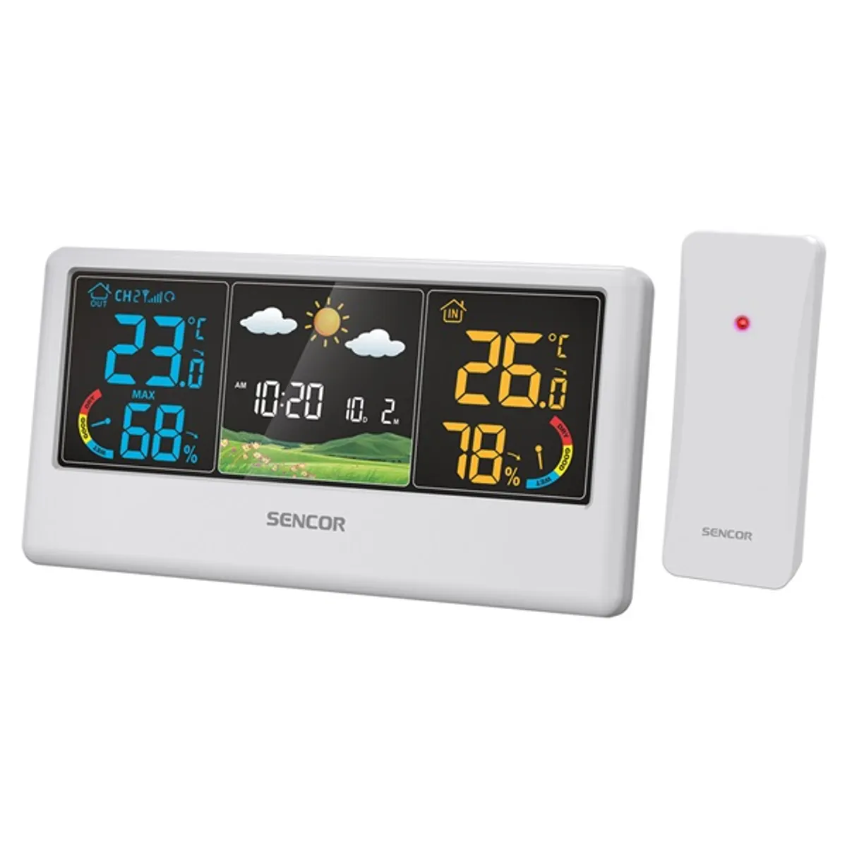 SENCOR 52000065 időjárás állomás fehér vezeték nélküli LCD kijelző ébresztőóra 147 mm szélesség 17 mm mélység 74 mm magasság #1