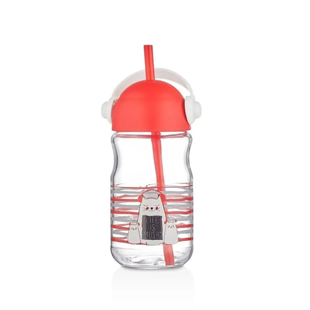 HANE HN-1752 üveg italos palack szívószállal 370 ml #1