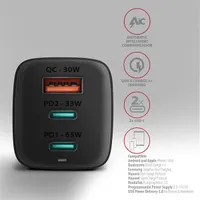 Axagon ACU-DPQ65 hálózati töltő 65W PD3.0 QC4+ 2x USB-C 1x USB-A univerzális fekete #4
