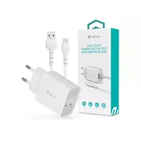 Devia ST364020 Smart 2xUSB töltő fehér 12W 100-240V Micro USB kábel 1 m