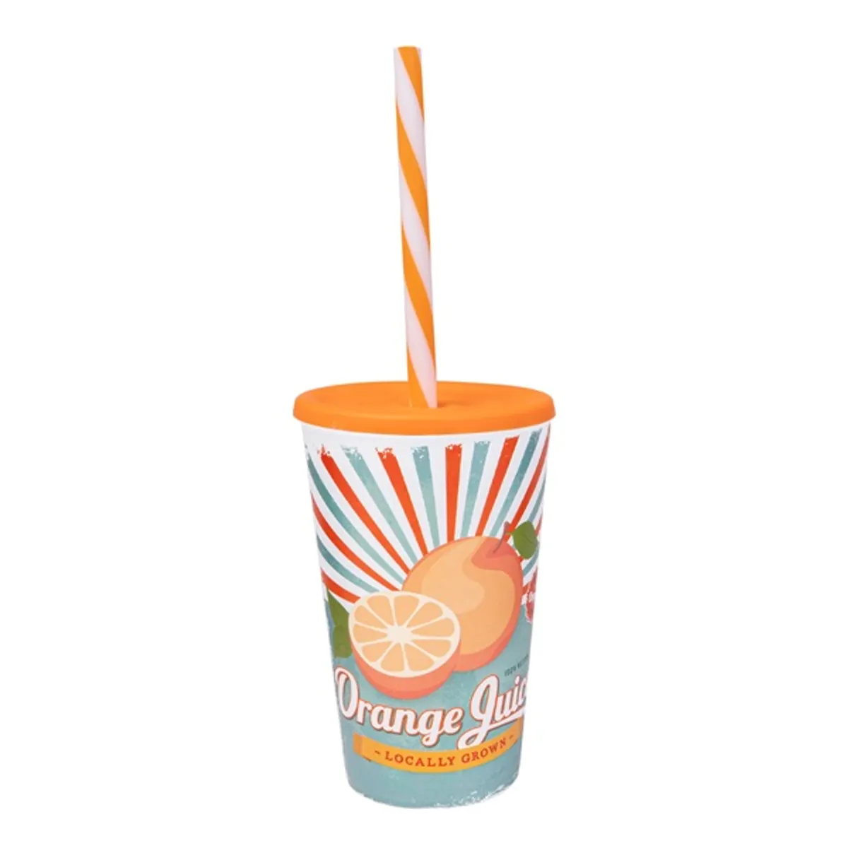 SOLMAZER 161948-028 IRIS Orange Juice mintás pohár szívószállal 0,65l #1