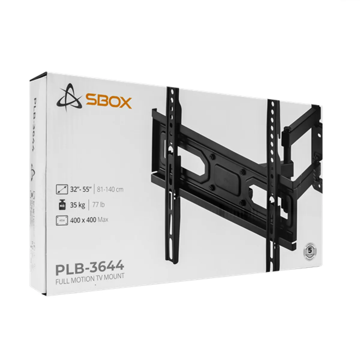 SBOX PLB-3644-2 Fali konzol 32"-55" max terhelés 35 kg VESA 100x100-400x400 Dönthető 3-15 Forgatható 90-90 Magasság állítható Kábelrendező Beépítés falra #9