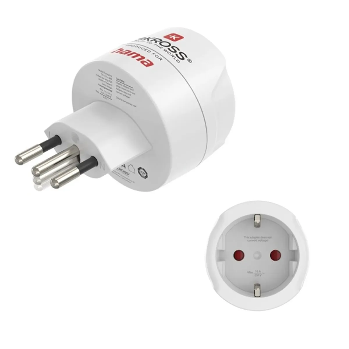 Hama 00223484 utazóadapter fehér 100-250V 10A J,N,L konnektorokhoz #1