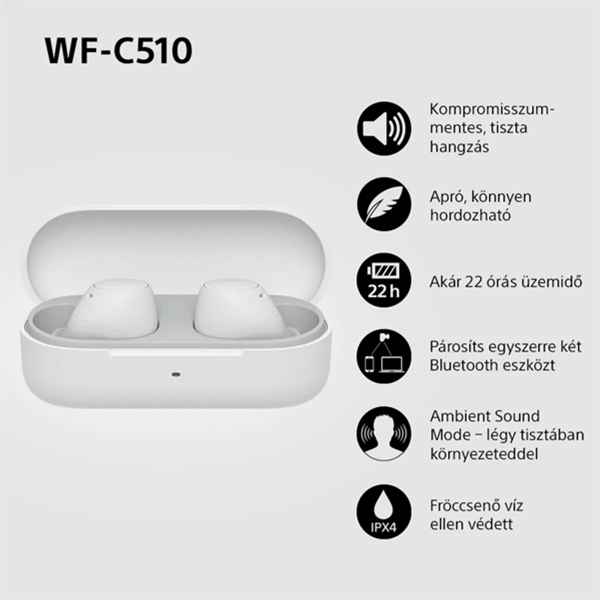 Sony WFC510W.CE7 WFC510 IPX4 Bluetooth 5.3 20-20000 Hz 11 óra töltőtok 300 mAh #6