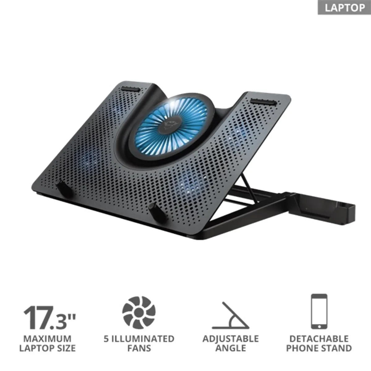 Trust 23581 laptop hűtőpad alumínium fekete 5 db 50 mm ventilátor #4