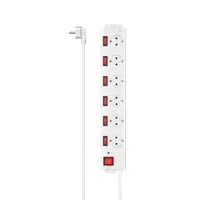 Hama 00223159 Hálózati elosztó 6 aljzat, 6 kapcsolók, 1,4 m, fehér, túlfeszültség-védett, SCHUKO