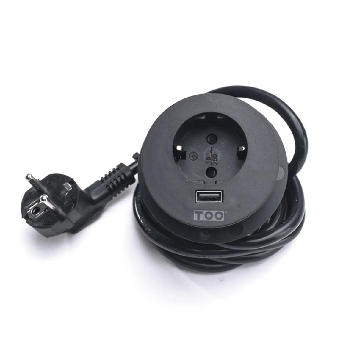 TOO GPS-201-1B süllyesztett hálózati elosztó schuko usb-a 5v 2.4a fekete 1.8 m #3