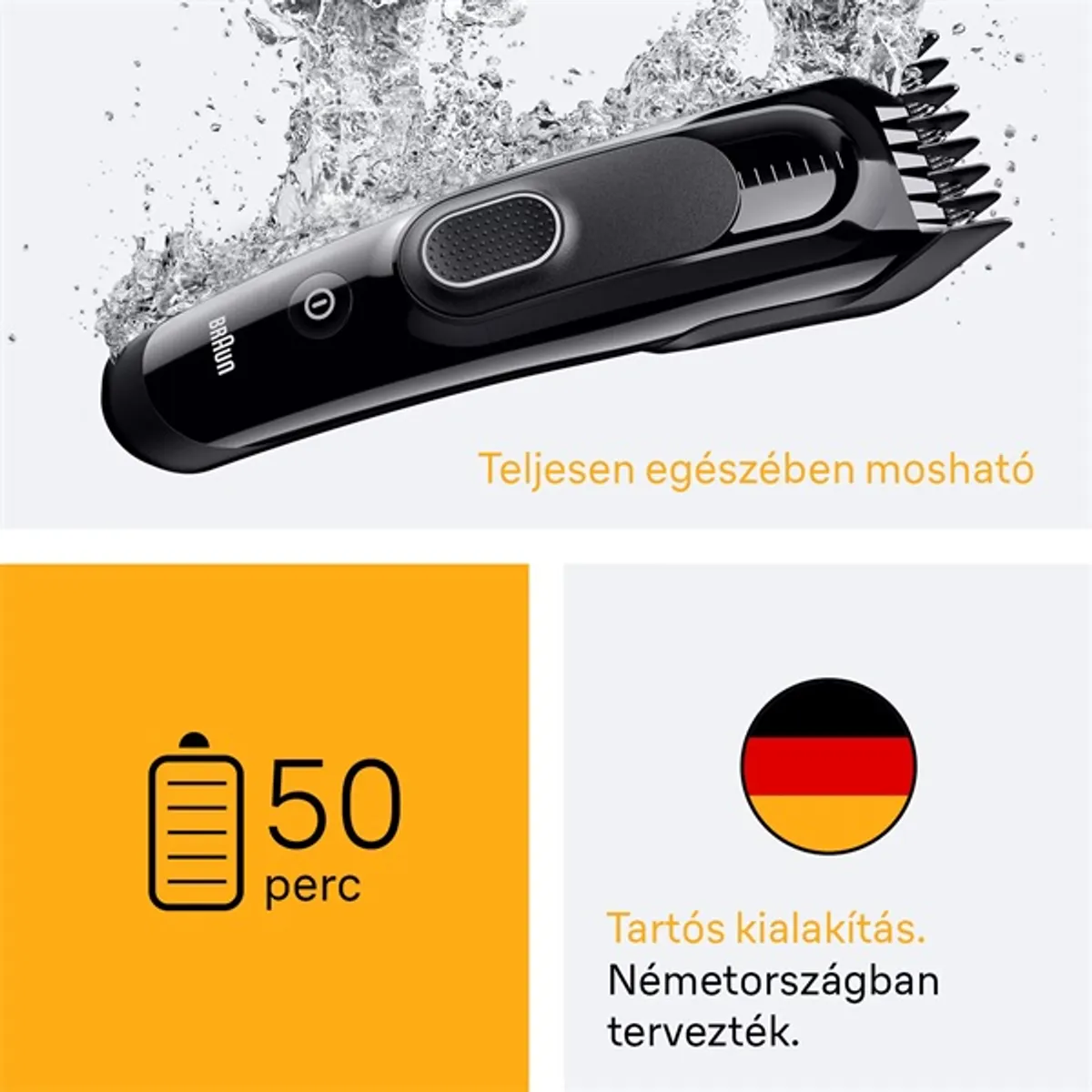 Braun 10AS490174 HC 5510 hajvágó 3-24 mm memóriazár, vezetékes és vezeték nélküli, 50 perc üzemidő, acél penge, mosható #6