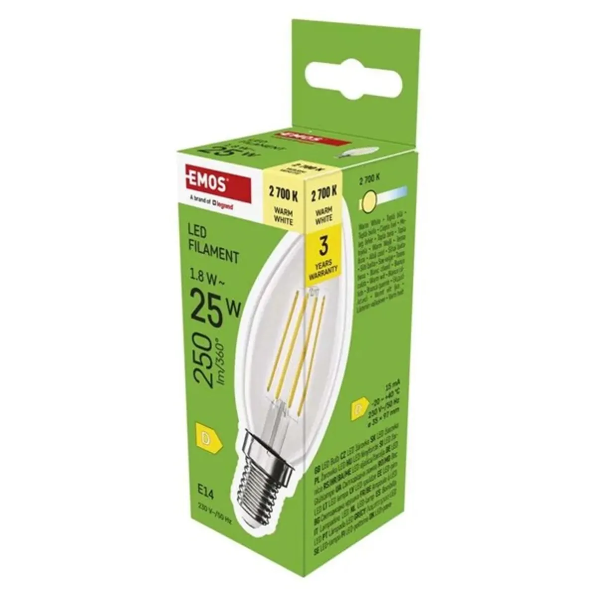EMOS ZF3D02 Filament gyertya E27 2700K 1521 lm 10W 25000 óra D #2