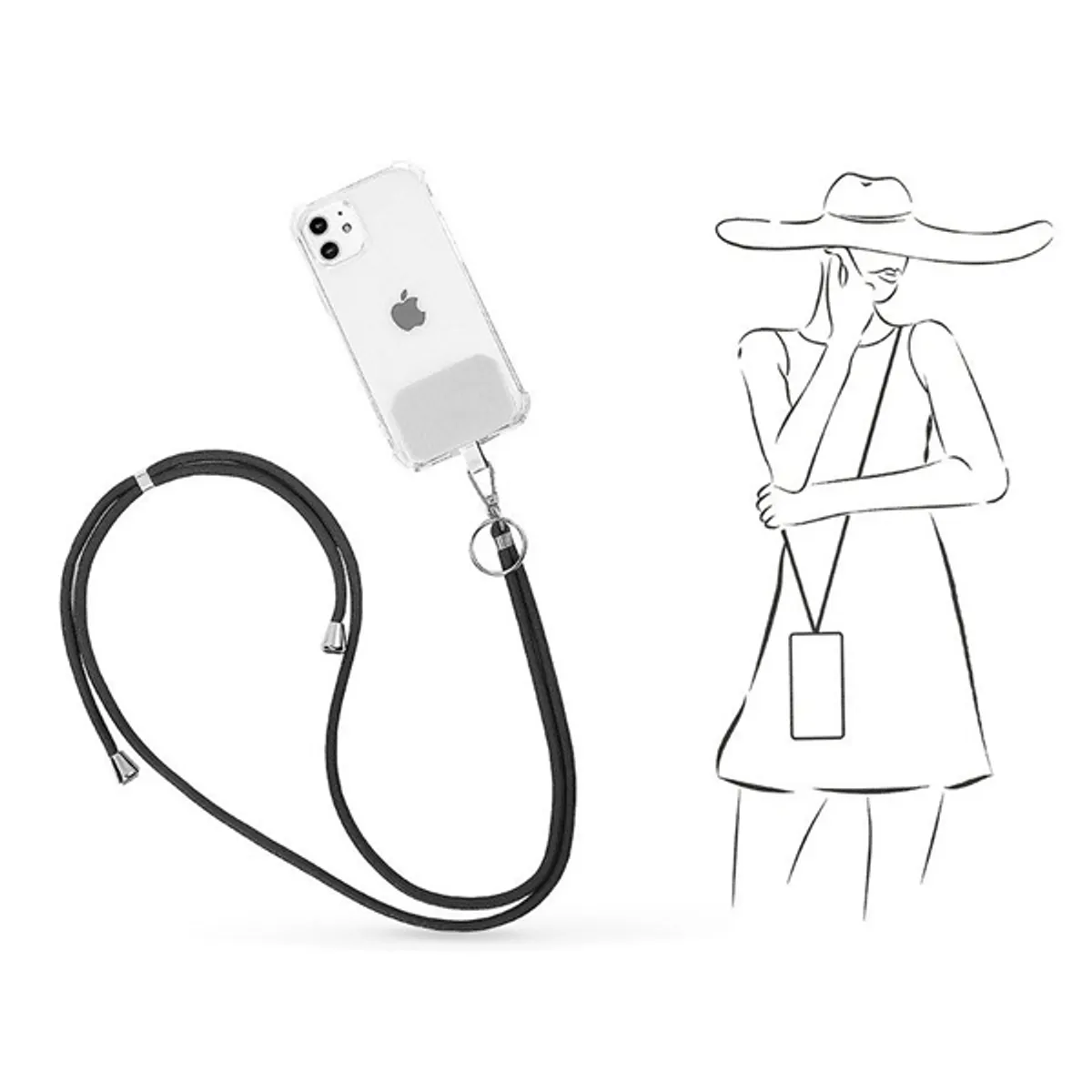 SETTY SE094728 univerzális telefontartó nyakpánt textil fekete 150 cm #1