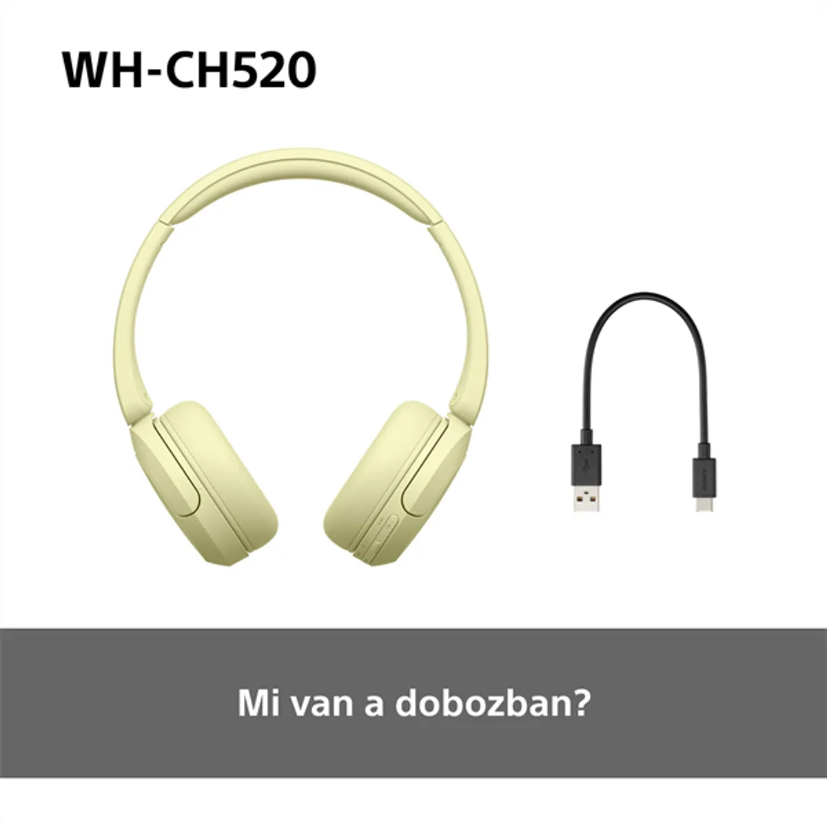 Sony WHCH520Y.CE7 WHCH520 Bluetooth fejhallgató sárga 30 mm hangszóró 50 óra üzemidő #9