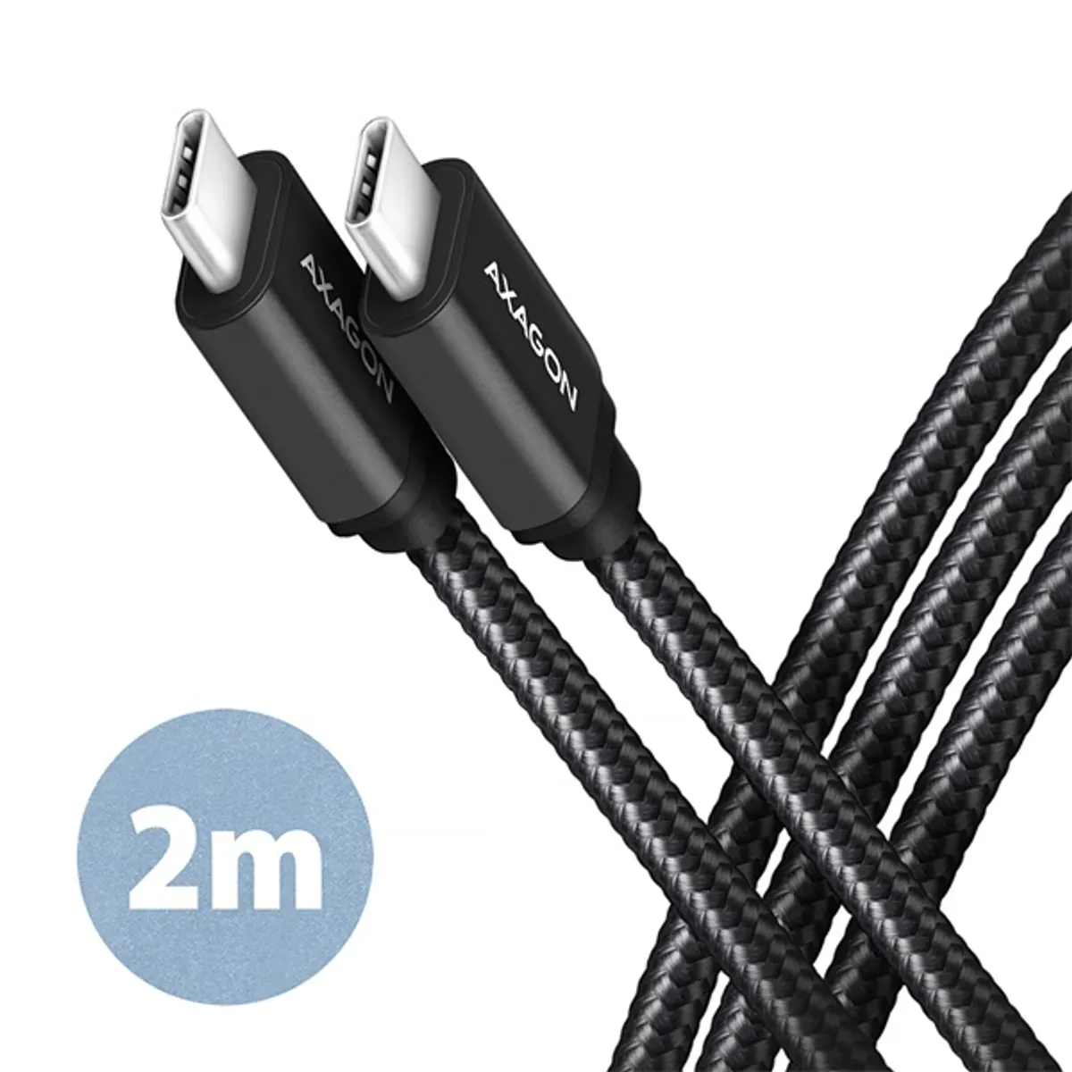 AXAGON BUCM3-CM20AB Speed USB-C adat- és töltőkábel 200 cm Csatlakozó 1 USB 3.2 C Csatlakozó 2 USB C Fekete Szerelt #1