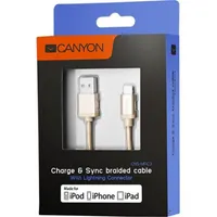 CANYON CNS-MFIC3GO Charge és Sync MFI fonott kábel Arany 100 cm USB Lightning #2