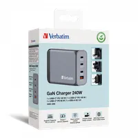 Verbatim 32205 GNC-240 GaN töltő 4-port USB-C PD USB-A QC 3.0 100-240V fekete #7