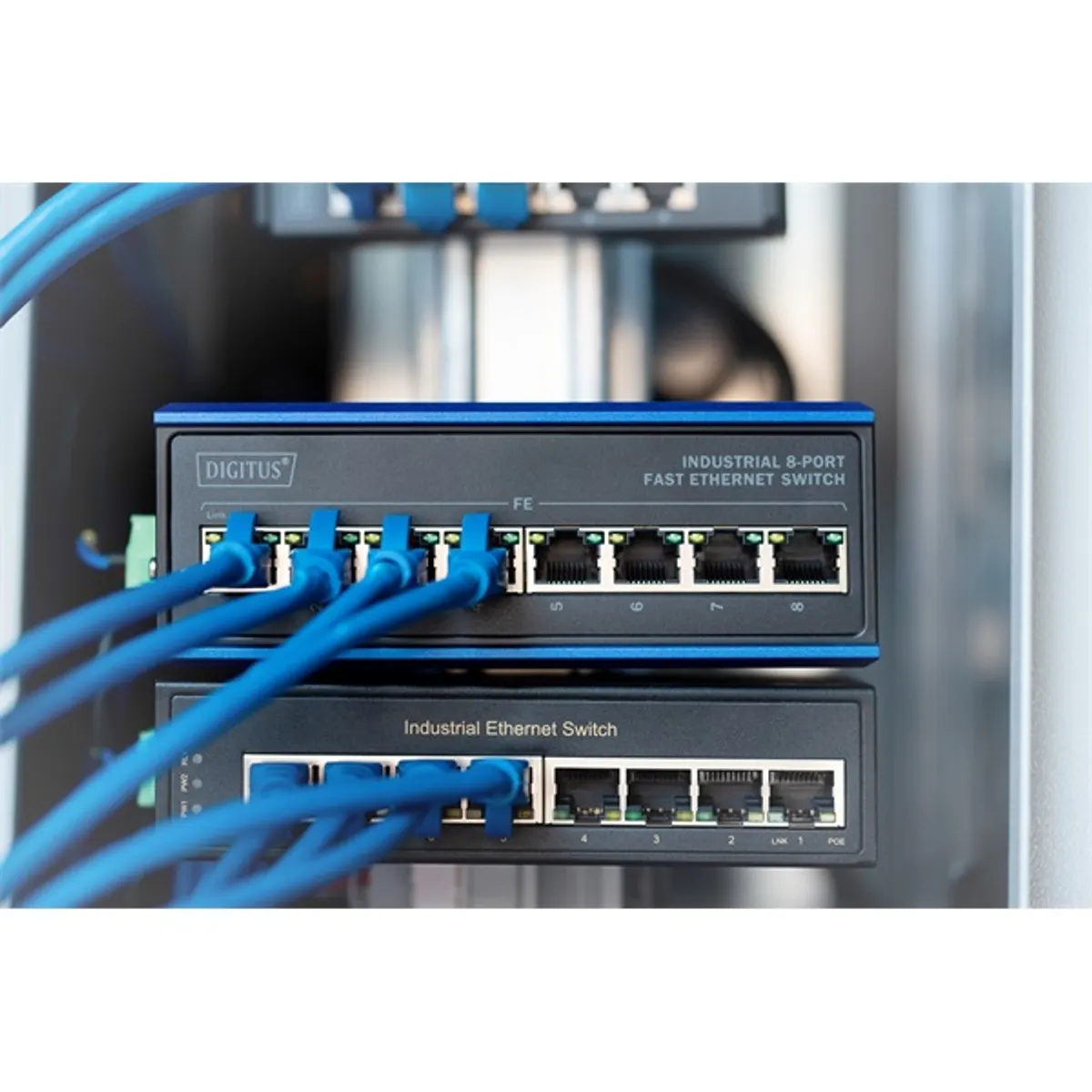 DIGITUS DN-650106 Ipari 8-portos Fast Ethernet Switch Fém Fekete-kék DIN-sínre és falra szerelhető #6