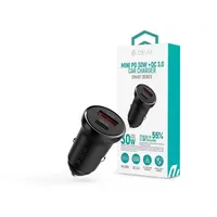 Devia ST112421 Smart Series Mini 30W PD QC USB-C USB-A fekete autós töltő