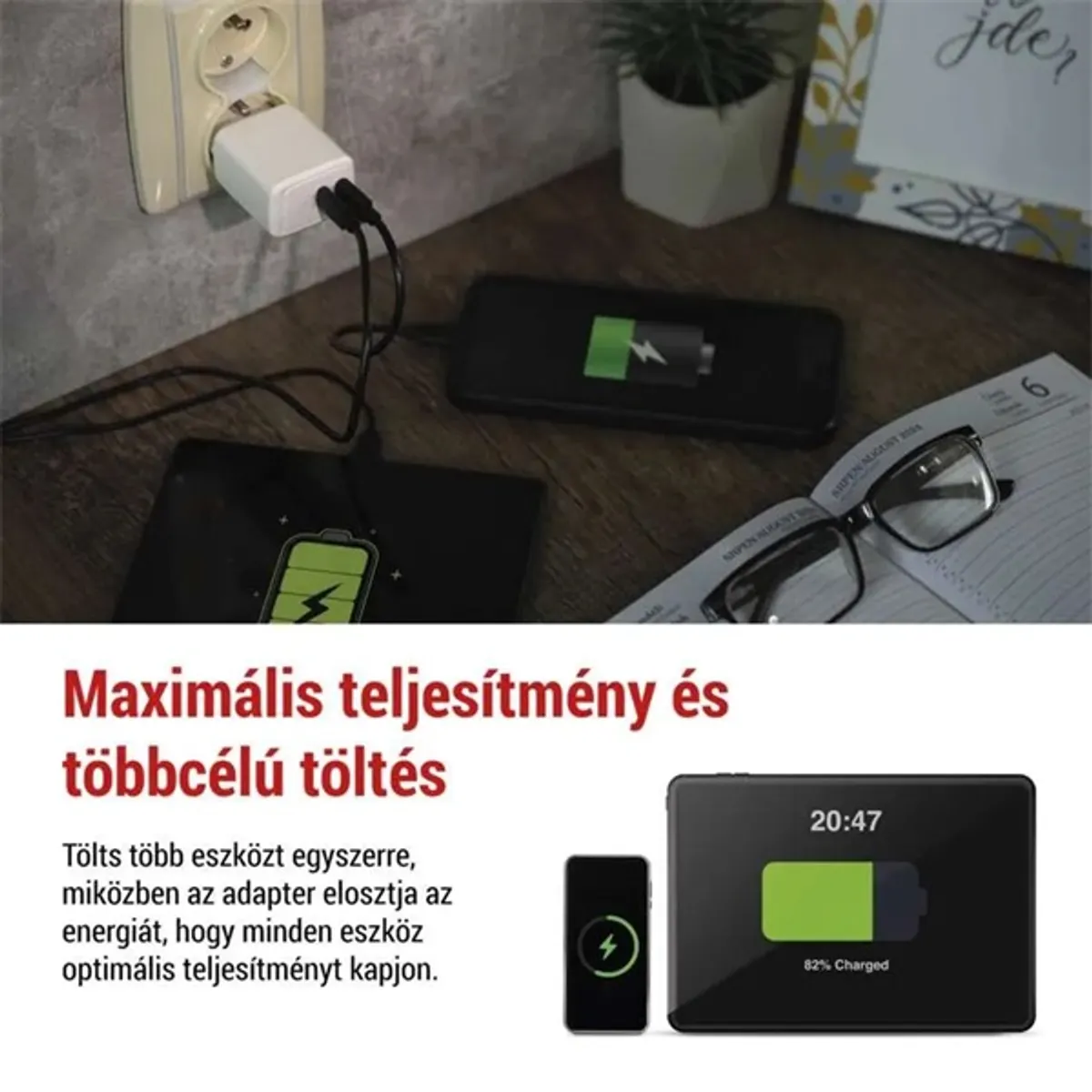 EMOS V03G35 GaN PD 35 W univerzális USB töltő 2 USB-C Fehér #3