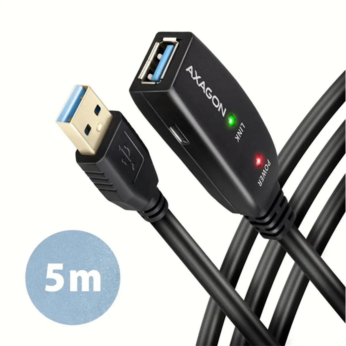 AXAGON ADR-305 aktív USB hosszabbító kábel 5 m USB 3.2 Gen 1 USB A férfi USB A női #1