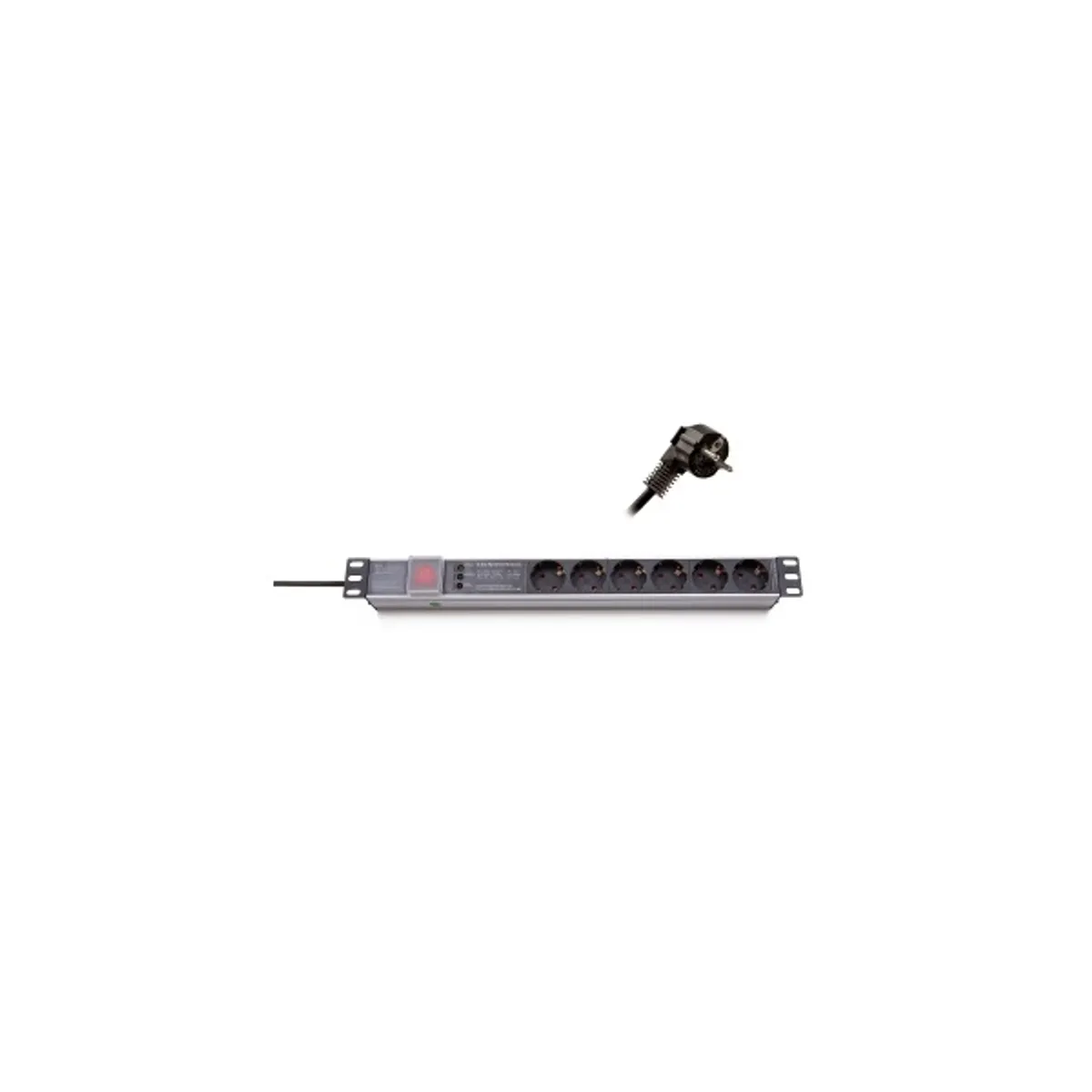 KELINE 620P06 Elosztópanel 6x250V 1U 19" túlfeszültség védelemmel 2,5m tápellátás #1