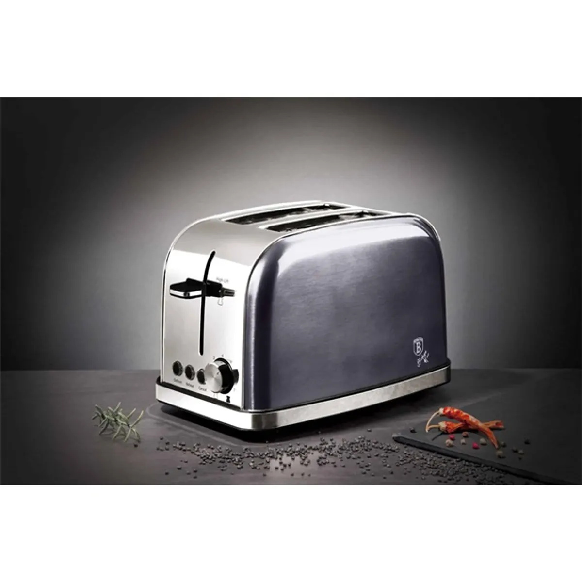 Berlinger Haus BH/9394 2 szeletes kenyérpirító rozsdamentes acél szürke 800 W automatikus középre igazítás automatikus szeletkiemelés morzsatálca #2