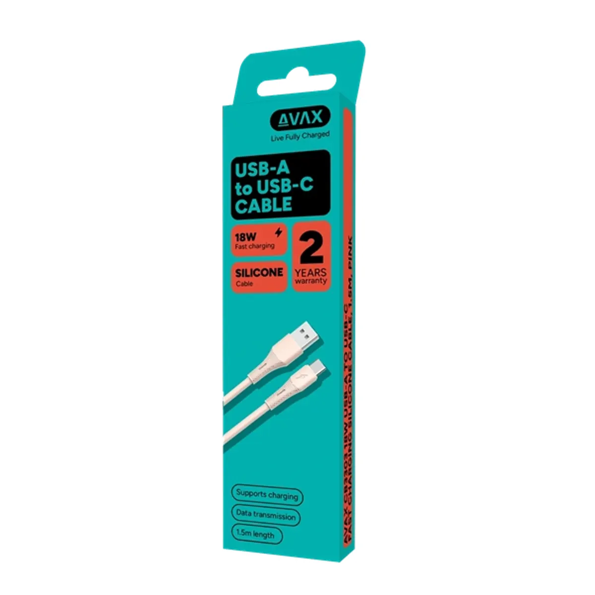 AVAX_CB3303 18W USB-A USB-C gyorstöltő szilikon kábel 1.5 m rózsaszín univerzális #2