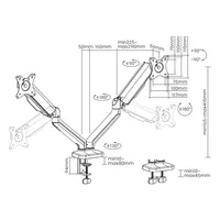 SBOX SBOX LCD-S024-2 LCD-S024-2 2 monitor tartó, asztali, állítható, 17"-32", VESA 75x75;100x100, forgatható, dönthető, kábelrendező, 9 kg #9