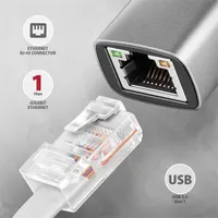 Axagon ADE-TXCA Type-A és Type-C USB 3.2 Gigabit Ethernet adapter 15 cm ezüst RJ45 USB 3.2 A USB 3.2 C #2