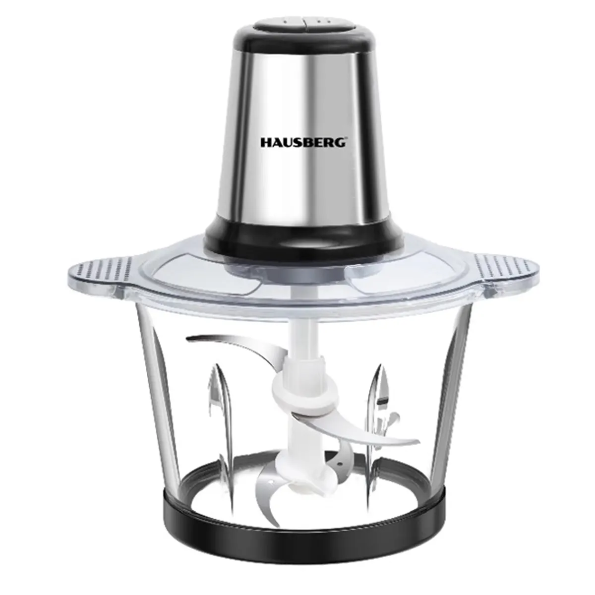 Hausberg HB-4505IN4 konyhai aprító 400W 2L ezüst üvegtál 4 kés 2 fokozat réz motorral #1