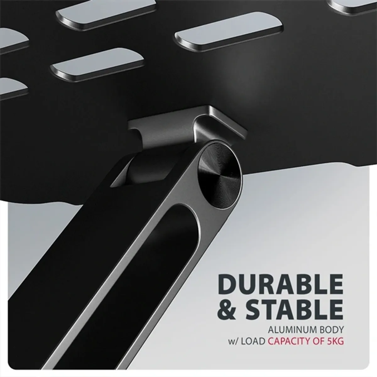 AXAGON STND-LQB állvány 10" - 17.3" laptop és táblagép, csúszásmentes alumínium, 205 mm magasság, dőlésszög 0-180 fok, összecsukható, fekete #8