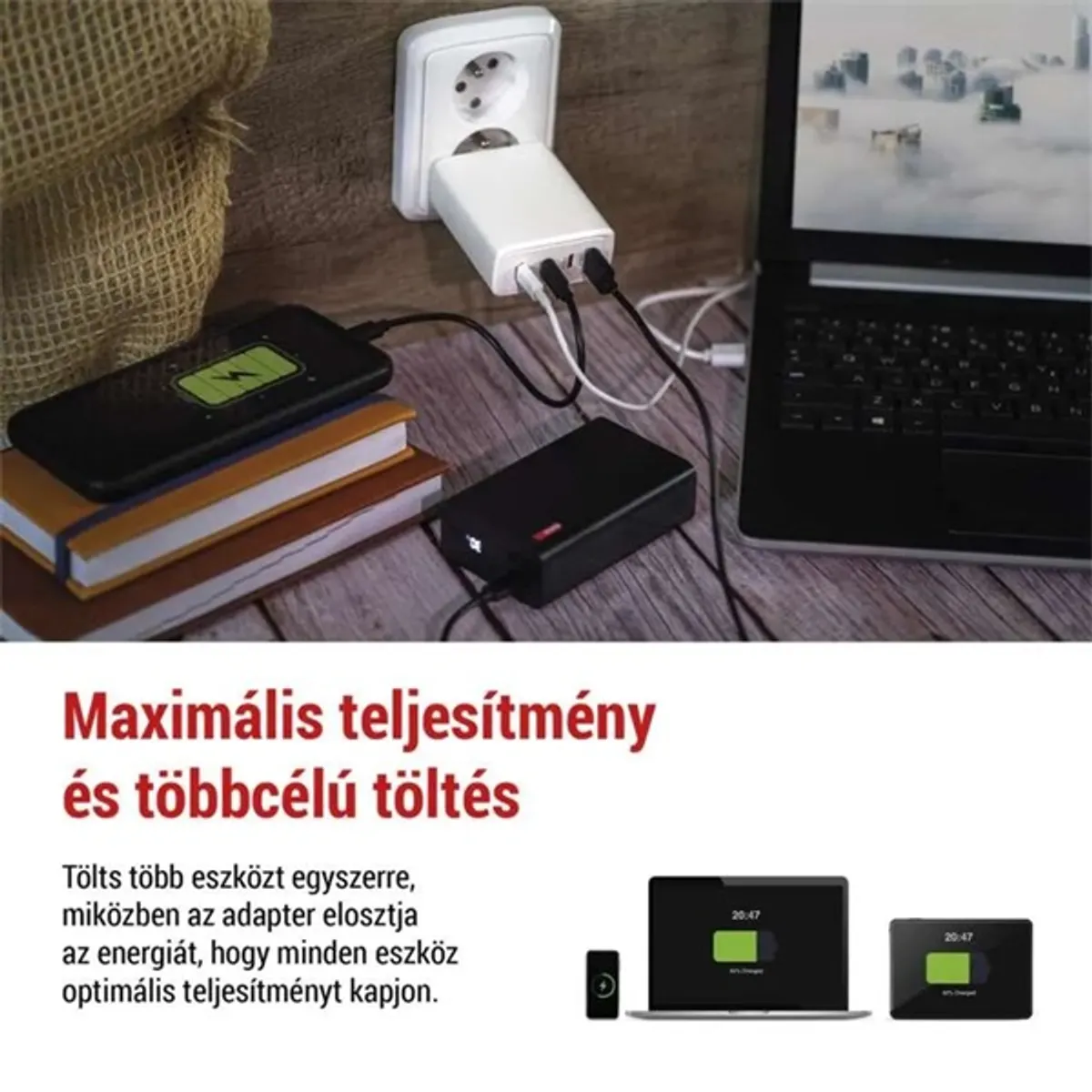 Emos V06G120 GaN PD 120 W USB-C USB-A 4 kimenet #3
