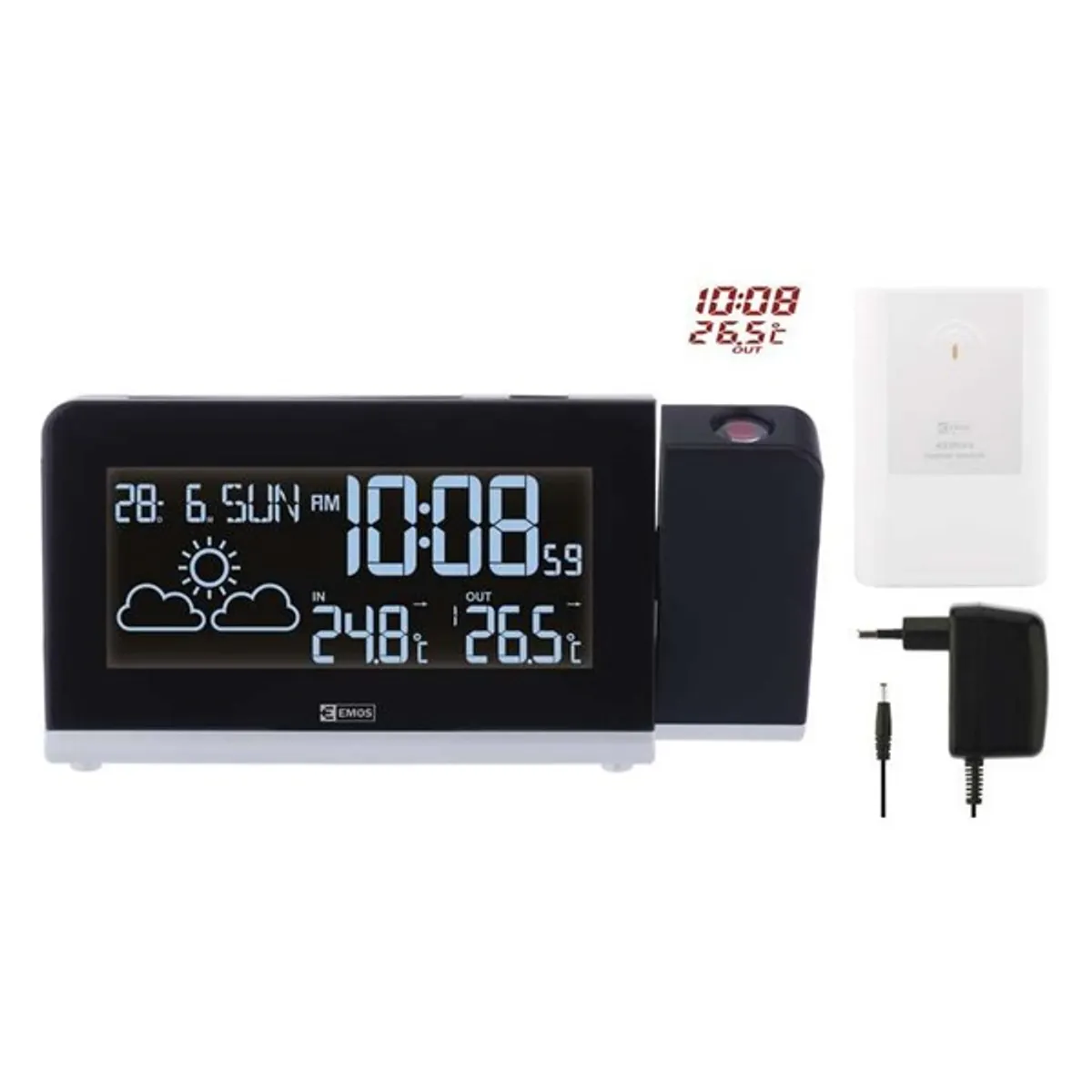 EMOS E8466 projektoros időjárás állomás kivetítés 102x42 mm kijelző 433 MHz #1