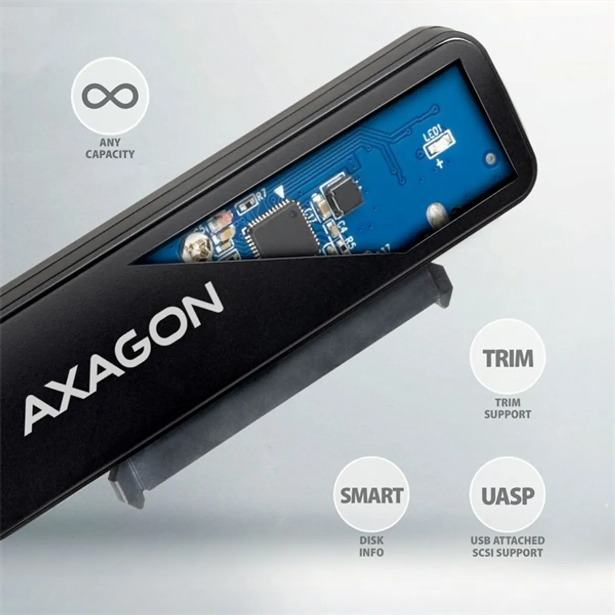 AXAGON ADSA-FP2A Slim USB-A 5Gbps SATA 2,5" SSD HDD adapter 20 cm fekete #5