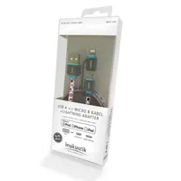 INAKUSTIK 010421075 White Line 75 cm Lightning USB-A 4 az 1-ben adapter Apple-kompatibilis mintás felületű