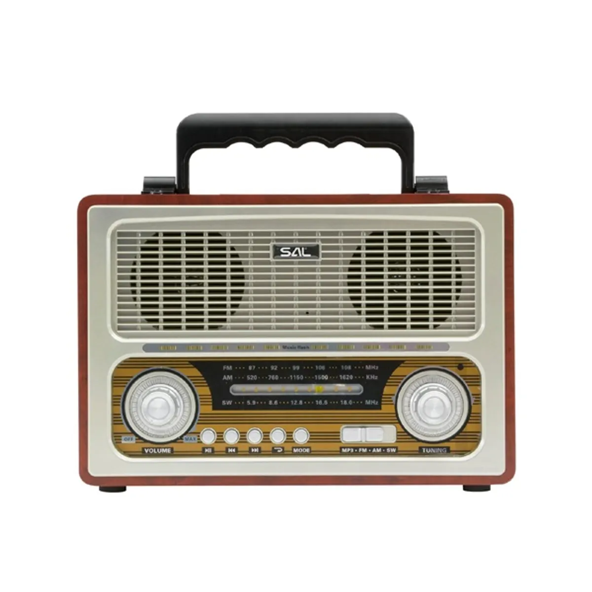 SAL RRT3 retro táskarádió Bluetooth MP3 lejátszás USB SD memóriakártya olvasó AUX 3-sávos AM-FM-SW rádió hordozható #1