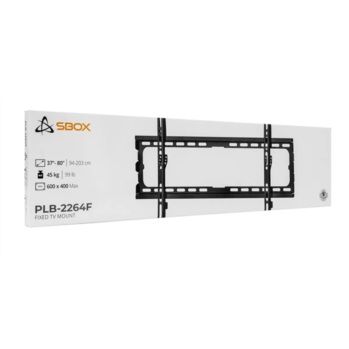 SBOX PLB-2264F-2 fali konzol 37"-80" VESA 200x200-600x400 45 kg fekete acél és műanyag #6