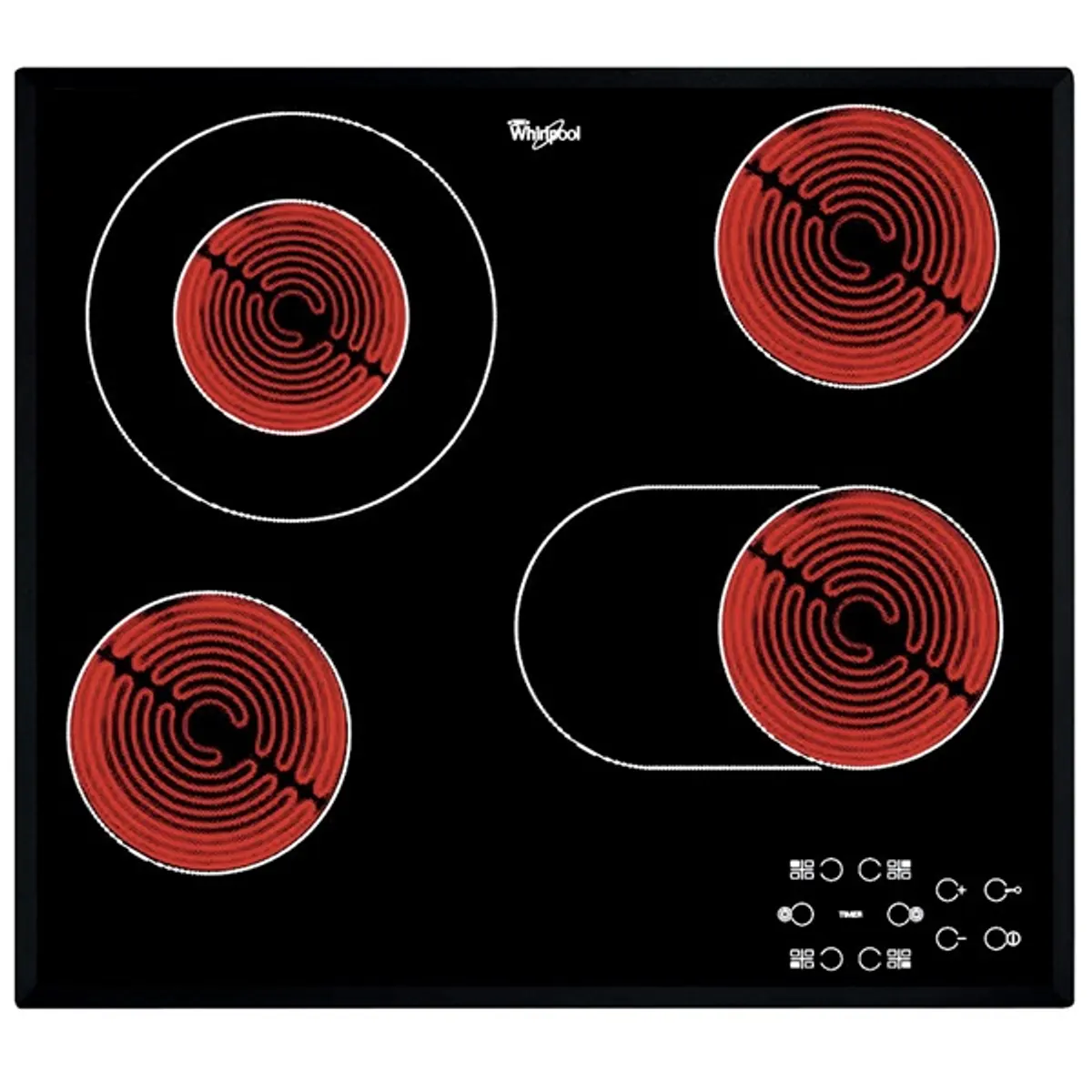 Whirlpool 869991015470 kerámia főzőlap beépíthető 4 zónás érintőkijelző időzítő maradékhő-kijelzés gyerekzár fekete 58x51 cm #2